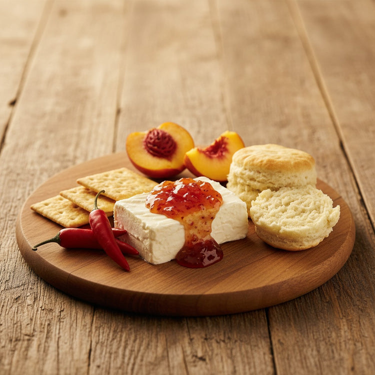 álarita pepper jelly over cream cheese with crackers